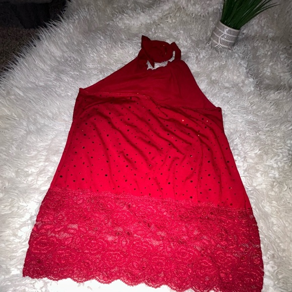 Hiatus made in USA halter backless lace bling red Med 0804 87 - Picture 4 of 5
